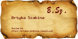Brtyka Szabina névjegykártya